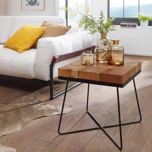 FineBuy stołek boczny z litego drewna akacjowego i metalu - 45x51x45 cm FineBuy stołek boczny z litego drewna akacjowego i metalu - 45x51x45 cm
