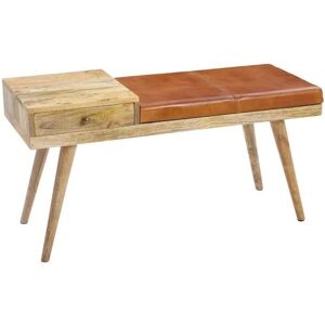 FineBuy Retro Składana Ławka z Koziej Skóry - Drewniana Ławka z Przechowywaniem FineBuy Retro Składana Ławka z Koziej Skóry - Drewniana Ławka z Przechowywaniem