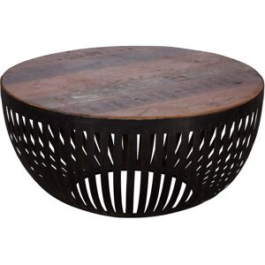 FineBuy Recyceltes Holz & Metall Rundtisch - Unikat Design FineBuy Recyceltes Holz & Metall Rundtisch - Unikat Design