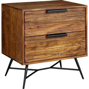 FineBuy Sheesham nocny stolik - Ręcznie wykonany industrialny design - Stabilny i unikalny FineBuy Sheesham nocny stolik - Ręcznie wykonany industrialny design - Stabilny i unikalny
