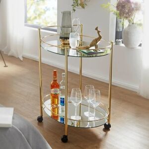 FineBuy Gold Servierwagen 67x79cm - Stahl, Glas, Mobil FineBuy Gold Servierwagen 67x79cm - Stahl, Glas, Mobil