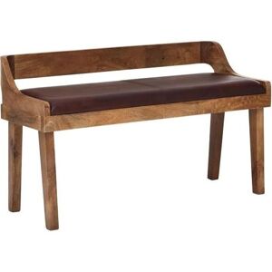 FineBuy Leder- und Holzbank - 108x63x43 cm - Braun - Modernes Design FineBuy Leder- und Holzbank - 108x63x43 cm - Braun - Modernes Design