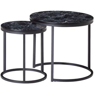 Wohnling Schwarze Marmor-Optik Beistelltisch-Set - Modernes Design Wohnling Schwarze Marmor-Optik Beistelltisch-Set - Modernes Design