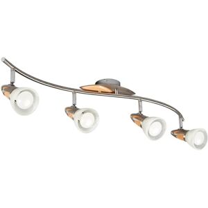 Lindby - Marena - Ceiling Lamp with 4 Lights, Glass & Wood, E14 R50 - Nickel Satin Lindby - Marena - Ceiling Lamp with 4 Lights, Glass & Wood, E14 R50 - Nickel Satin