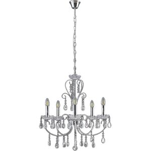 Lucande Solveig Crystal Chandelier - 5 Lights - Silver Lucande Solveig Crystal Chandelier - 5 Lights - Silver
