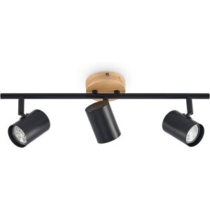 Lindby Xiomara Ceiling Light - Modern 3-Lamp Black/Wood Lindby Xiomara Ceiling Light - Modern 3-Lamp Black/Wood