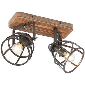 Lindby Rutger Vintage Wooden Ceiling Lamp - 2 Lights - E14 Lindby Rutger Vintage Wooden Ceiling Lamp - 2 Lights - E14