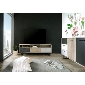 Bajo TV en roble gris y antracita de Finori - Mueble TV Bajo TV en roble gris y antracita de Finori - Mueble TV