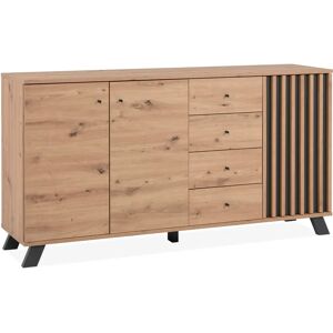 Calicosy GE1928-03 Aparador en Roble Artesano con Lamelas en Antracita - Aparador Calicosy GE1928-03 Aparador en Roble Artesano con Lamelas en Antracita - Aparador