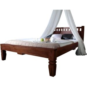Lit en acacia massif 160x200x90 couleur nougat - Oxford - Publicité Lit en acacia massif 160x200x90 couleur nougat - Oxford - Publicité