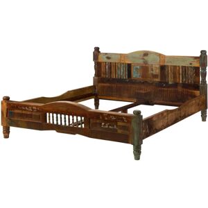 Massivmoebel24 Fable 13 Lit double en bois recyclé - Style vintage - Publicité Massivmoebel24 Fable 13 Lit double en bois recyclé - Style vintage - Publicité