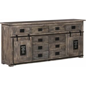 Massivmoebel24.de Sideboard Mango 200x45x90 grau lackiert - Buffet - Publicité Massivmoebel24.de Sideboard Mango 200x45x90 grau lackiert - Buffet - Publicité