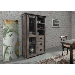 Massivmoebel24 Vetrina in Legno di Mango - 100x45x175 - Grigio - Serie RAILWAY Massivmoebel24 Vetrina in Legno di Mango - 100x45x175 - Grigio - Serie RAILWAY