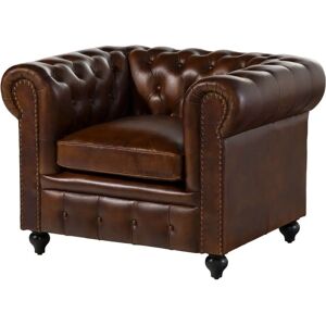Massivmoebel24 Fauteuil Chesterfield en Cuir - 105x82x75 - Marron - Publicité Massivmoebel24 Fauteuil Chesterfield en Cuir - 105x82x75 - Marron - Publicité