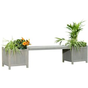 Mucola - 2 jardineras con banco en madera gris - Macetero y caja de jardín Mucola - 2 jardineras con banco en madera gris - Macetero y caja de jardín