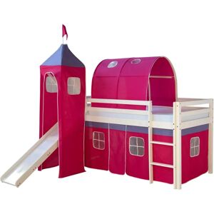 Homestyle4u Lit mezzanine avec Rideau - Rose - Toboggan & Tunnel - Enfants - Publicité Homestyle4u Lit mezzanine avec Rideau - Rose - Toboggan & Tunnel - Enfants - Publicité