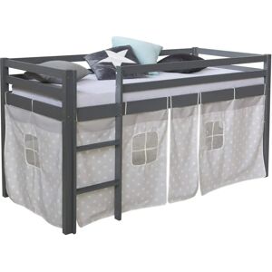 Lit Mezzanine Gris Homestyle4u avec Rideau - Sûr pour Enfants - 90x200 - Publicité Lit Mezzanine Gris Homestyle4u avec Rideau - Sûr pour Enfants - 90x200 - Publicité