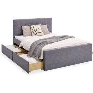 Homestyle4u Lit de rangement gris avec tiroirs - Publicité Homestyle4u Lit de rangement gris avec tiroirs - Publicité