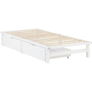 Homestyle4u Lit simple blanc - 90x200 cm - Gain de place, 2 tiroirs - Publicité Homestyle4u Lit simple blanc - 90x200 cm - Gain de place, 2 tiroirs - Publicité
