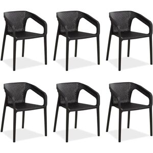 Homestyle4u - Set6 - Schwarz - Kunststoff - Gartenmöbel Homestyle4u - Set6 - Schwarz - Kunststoff - Gartenmöbel