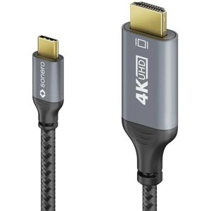 Câble USB-C vers HDMI Sonero - 4K60, 1m, Gris/Noir - Publicité Câble USB-C vers HDMI Sonero - 4K60, 1m, Gris/Noir - Publicité
