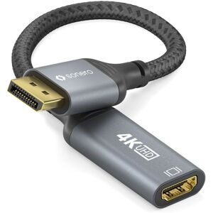 Kabel adaptora DisplayPort na HDMI Sonero - 4K60, 2K120, Czarny/Szary Kabel adaptora DisplayPort na HDMI Sonero - 4K60, 2K120, Czarny/Szary