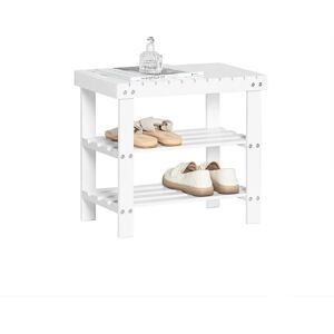 Sobuy White Bamboo Storage Bench - 120kg Capacity Sobuy White Bamboo Storage Bench - 120kg Capacity