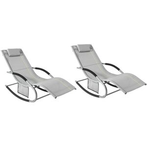 SoBuy Grey Garden Sun Loungers & Rocking Chairs Set SoBuy Grey Garden Sun Loungers & Rocking Chairs Set
