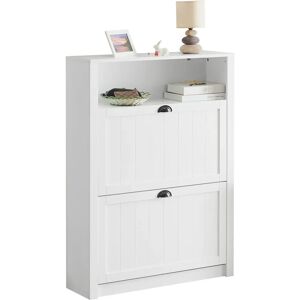 SoBuy White Shoe Cabinet - 2 Flaps - 80x24x110 cm SoBuy White Shoe Cabinet - 2 Flaps - 80x24x110 cm