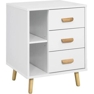 SoBuy FBT95-W Mesita de Noche - 3 Cajones, Estantes - Mueble Dormitorio SoBuy FBT95-W Mesita de Noche - 3 Cajones, Estantes - Mueble Dormitorio
