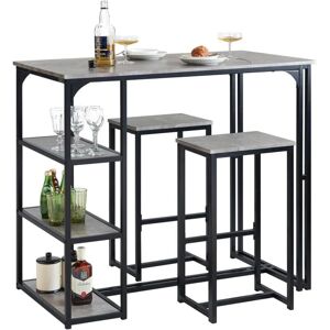 SoBuy Grey Bar Set - Table & 2 Stools - Kitchen Dining Furniture SoBuy Grey Bar Set - Table & 2 Stools - Kitchen Dining Furniture