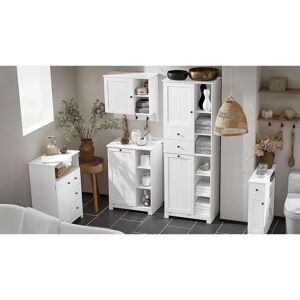 SoBuy White Bathroom Tall Cabinet with Laundry Basket - Bathroom Storage SoBuy White Bathroom Tall Cabinet with Laundry Basket - Bathroom Storage