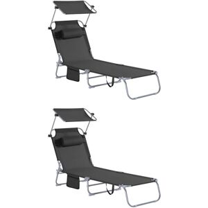 SoBuy OGS48-SCHx2 Black Sun Lounger with Adjustable Shade & Backrest SoBuy OGS48-SCHx2 Black Sun Lounger with Adjustable Shade & Backrest