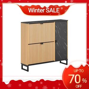 Armario de zapatos fino negro y natural SoBuy con 8 pares - Zapatero Armario de zapatos fino negro y natural SoBuy con 8 pares - Zapatero