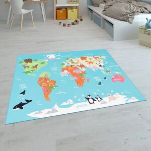 Alfombra infantil turquesa Paco Home 140x200cm - Educativa y divertida Alfombra infantil turquesa Paco Home 140x200cm - Educativa y divertida