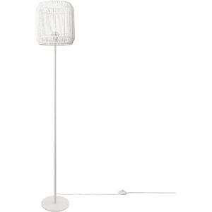 Lampada da Pavimento in Rattan Bianco - E27, Una Gamba, Ø28cm Lampada da Pavimento in Rattan Bianco - E27, Una Gamba, Ø28cm