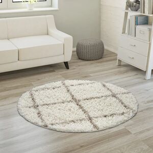 Paco Home - Tappeto Rotondo Beige a Pelo Lungo 120cm - Tappeto Paco Home - Tappeto Rotondo Beige a Pelo Lungo 120cm - Tappeto