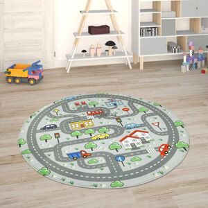 Alfombra Infantil Redonda Paco Home - Motivos de Carreteras - Poliéster Duradero Alfombra Infantil Redonda Paco Home - Motivos de Carreteras - Poliéster Duradero