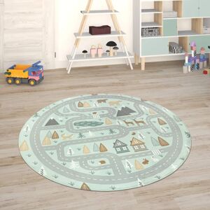 Paco Home - Tappeto bambino turchese - Ø 120 cm tondo Paco Home - Tappeto bambino turchese - Ø 120 cm tondo