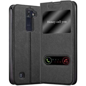 Cadorabo LG K8 2016 Schwarz Brieftasche Hülle mit 2 Fenstern Cadorabo LG K8 2016 Schwarz Brieftasche Hülle mit 2 Fenstern
