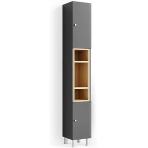 Vicco - Armario de baño Aquis, Antracita, 30 x 200 cm - Mueble de baño Vicco - Armario de baño Aquis, Antracita, 30 x 200 cm - Mueble de baño