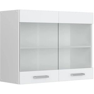 Vicco - Armadio a Parete R-Line 80cm con Vetro, Bianco Lucido Vicco - Armadio a Parete R-Line 80cm con Vetro, Bianco Lucido