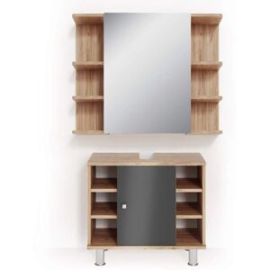 Set de muebles de baño Vicco - Fynn Roble/Antracita - 2 piezas Set de muebles de baño Vicco - Fynn Roble/Antracita - 2 piezas