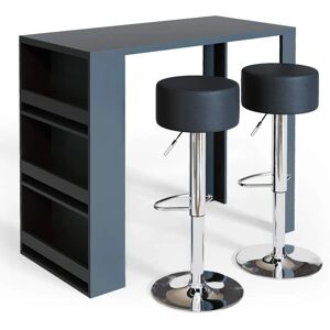 Vicco - Conjunto de Muebles de Bar - Antracita - 117x57 cm - 2 Taburetes Vicco - Conjunto de Muebles de Bar - Antracita - 117x57 cm - 2 Taburetes
