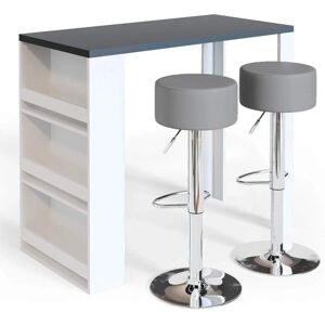 Vicco - Set di Tavolo da Bar - Bianco/Grigio - 117 x 57 cm - 2 Sgabelli Vicco - Set di Tavolo da Bar - Bianco/Grigio - 117 x 57 cm - 2 Sgabelli