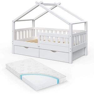 Letto bambino Vitalispa - Struttura in legno, 80x160cm, Bianco - Mobili per bambini Letto bambino Vitalispa - Struttura in legno, 80x160cm, Bianco - Mobili per bambini