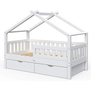 Cama infantil Vitalispa - 160x80cm Blanca con Cajones y Protección Cama infantil Vitalispa - 160x80cm Blanca con Cajones y Protección