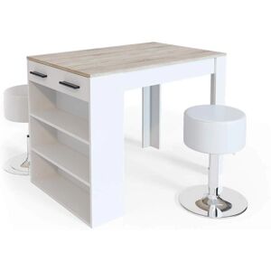 Ensemble de table de bar Vicco Repose Sonoma/Blanc avec 2 tabourets - Publicité Ensemble de table de bar Vicco Repose Sonoma/Blanc avec 2 tabourets - Publicité