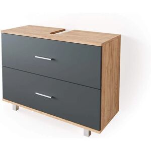 Meuble de salle de bain Vicco Ilias - Anthracite / Chêne doré - 80x60,8 cm - Publicité Meuble de salle de bain Vicco Ilias - Anthracite / Chêne doré - 80x60,8 cm - Publicité