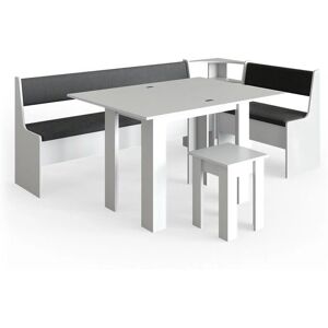 Conjunto de esquina Vicco Roman 210x120 cm Blanco con almacenamiento y mesa extensible Conjunto de esquina Vicco Roman 210x120 cm Blanco con almacenamiento y mesa extensible